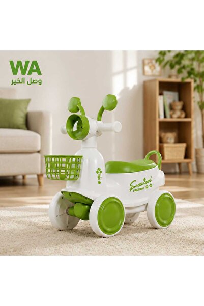 WASL ALKHAIR سكوتر دفع للأطفال مع سلة أمامية – لعبة ركوب بتصميم لطيف وعجلات ث...