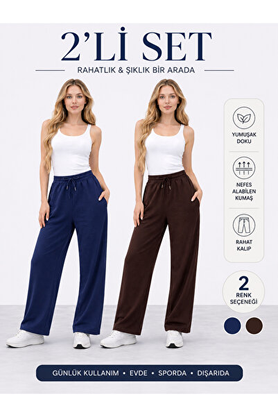 POLYMOOD Women's 2-Piece Set Modal Fabric Wide Leg Sweatpants