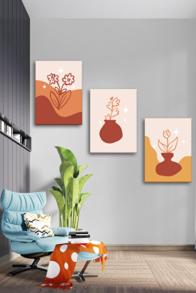 Tilki Dünyası Set de 3 tablouri boeme din pânză 8 - Decor de perete modern Bo...