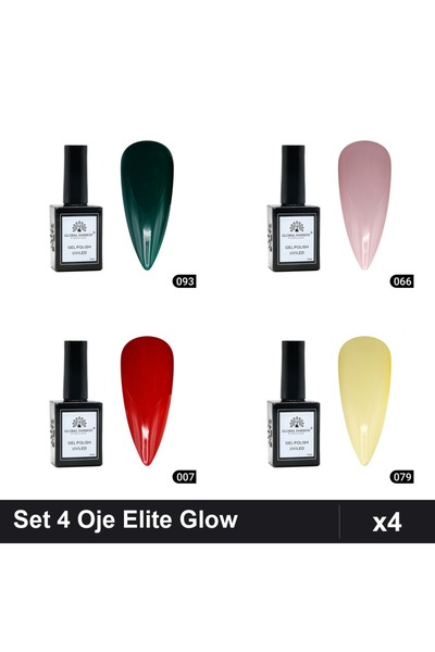 Makeup Set 4 Oje Semipermanente Global Fashion Elite Glow 15ml, Nuante 093 06...