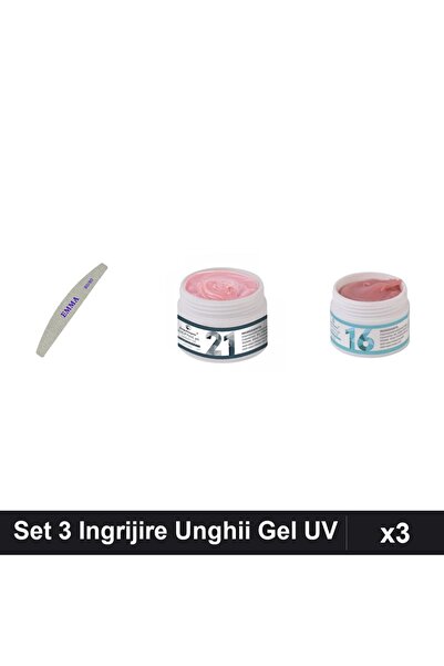 Makeup Set 3 Unghii: Pila EMMA 100/120 + 2x Gel Constructie UV LED FSM 15g, N...