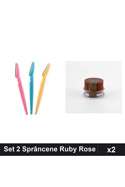 Makeup Set 2 Sprâncene: 3 Lame Facial + Gel Ruby Rose Light, Machiaj Profesional
