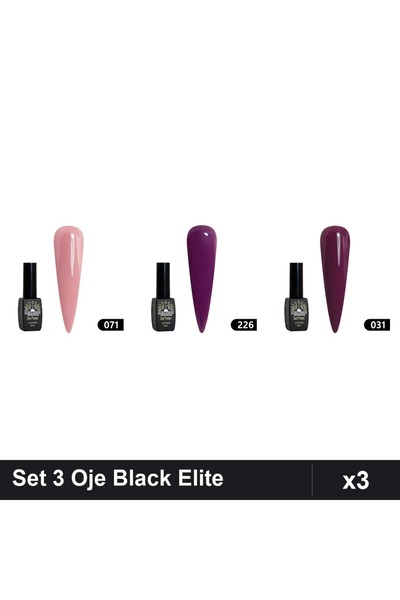 Makeup Set 3 Oje Semipermanente Black Elite 8ml, Nuante 071 226 031, Manichiu...