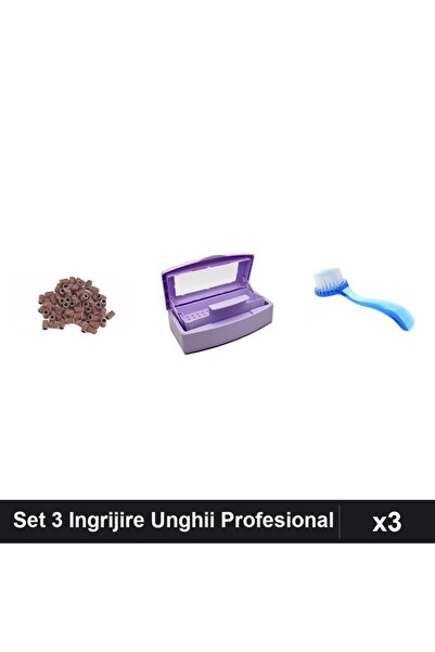 Makeup Set 3 Ingrijire Unghii - Rezerve Smirghel 180, Cutie Sterilizare, Peri...