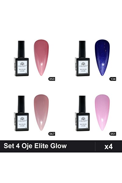 Makeup Set 4 Oje Semipermanente Global Fashion Elite Glow 15ml, Nuante 053 13...