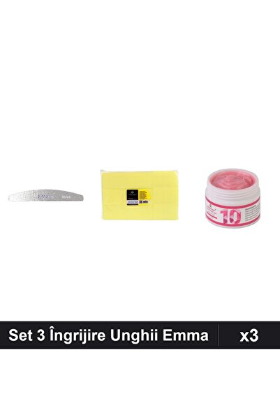 Makeup Set 3 Îngrijire Unghii Emma - Pilă 80/80, Șervețele 900buc, Gel Constr...