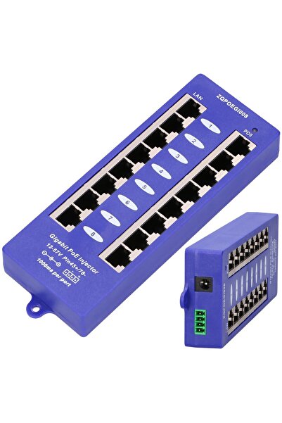 Extralink 8 Porturi |   Injector Gigabit PoE |   8x 1000Mb/s RJ45, Mod B