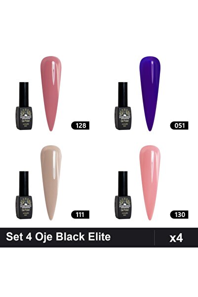 Makeup Set 4 Oje Semipermanente Black Elite 8ml, Nuante 128 051 111 130, Mani...