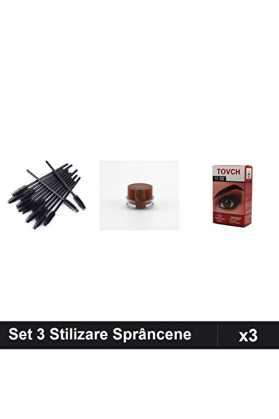 Makeup Set 3 Stilizare Sprâncene Ruby Rose, Periuțe 10 buc, Gel Medium, Vopse...