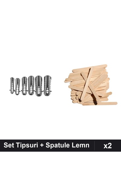 Makeup Set 2 Tipsuri Reutilizabile 120 bucati Nr.23 + Spatule Lemn Ceara 10 buc