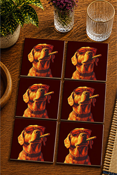 JHAAR Cool Golden Dog Design Modern Set of 6 Coasters - Uv Printing Mdf - 10X...