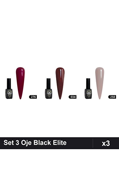 Makeup Set 3 Oje Semipermanente Black Elite 8ml, Nuante 276 034 250, Manichiu...