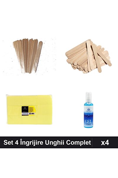 Makeup Set 4 Îngrijire Unghii: Spatule Lemn Ceară, Șervețele Fără Scame 900bu...