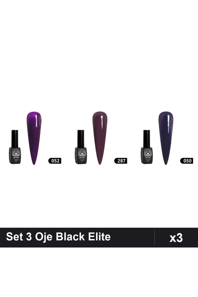 Makeup Set 3 Oje Semipermanente Black Elite Global Fashion 8ml, Nuante 052 28...