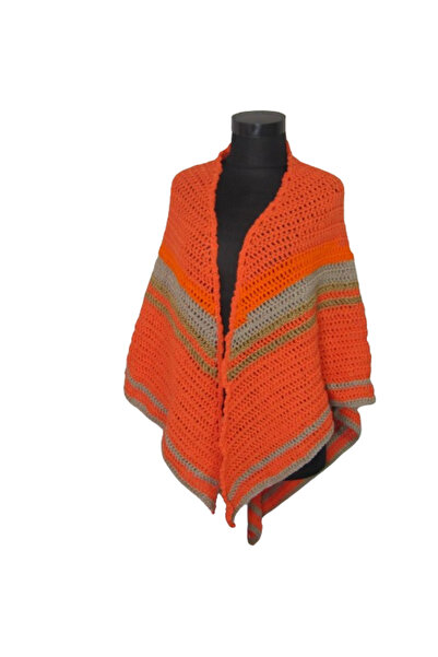 Lucille Craftshop Handmade orange shawl - Unicat, handmade, 182/115 cm