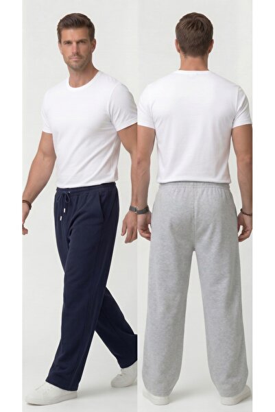 Leopars Black 2-Pack Sweatpants with Wide Legs, 2 Yarns, Full Fit