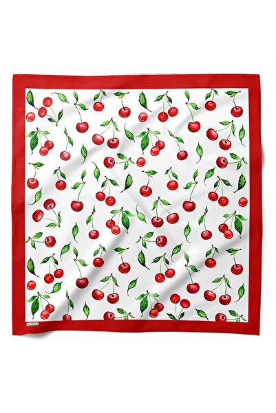 HAWWA Cherry Patterned Satin Scarf