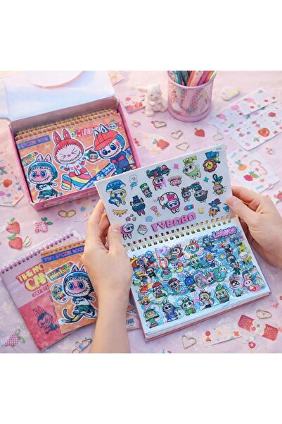 ÖZ KIRTASİYE Kawaii Karakterler Sticker Defter Spiralli Defter 10 Sayfa Lapto...