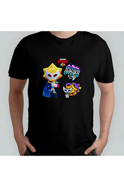 Pixxa Brawl Stars Sirius Unisex 100% Cotton Crew Neck T-Shirt Model 2
