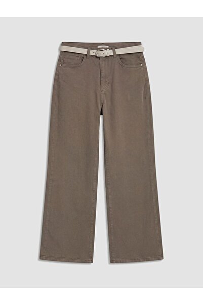 LC Waikiki Lcwaikiki Classic Beli Belted Wideleg Women's Jean Trousers