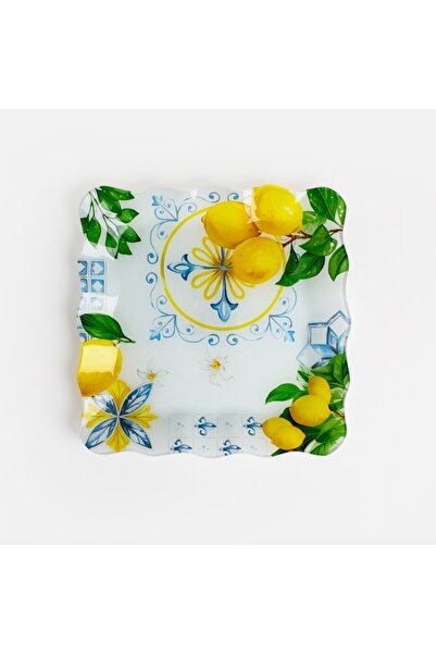 Zumzeria Glass Plate with Lemon Pattern 20x20cm