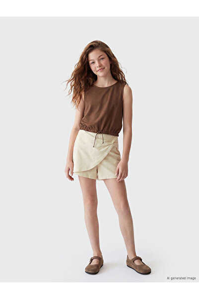 LC Waikiki Ecru Wrap Cut Girls' Short Skirt