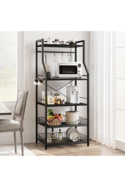 Garvee 5-Tier Kitchen Bakers Rack, Microwave Stand with 2 Large Wire Baskets ...