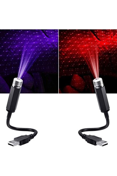 ErciyasOTO Usb Yıldızlı Dekoratif Led Işık Araç Içi Oda Mekan Süsleme Gece La...
