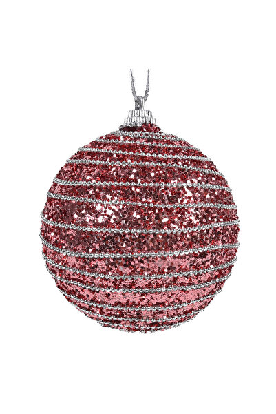 Zumzeria Ornament pentru bradul de Crăciun, glob roz din spumă cu sclipici, ș...