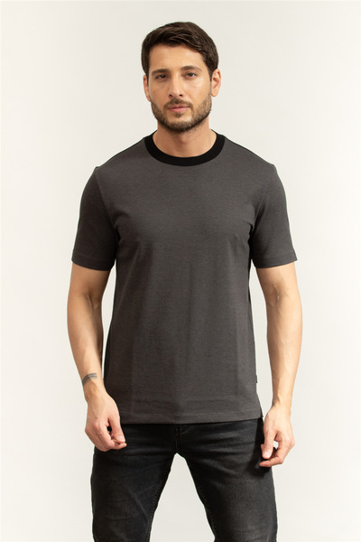 BOSS H Thompson Erkek Bisiklet Yaka T-Shirt Siyah