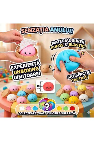 Sale4u Jucărie Antistres Squishy Dumpling, Gălușcă Senzorială Moale, Culoare ...