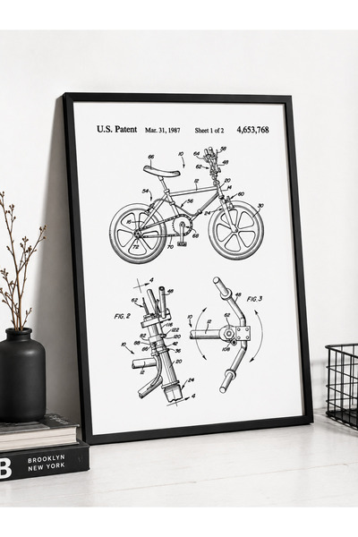 Pegziz Crtež patenta za bicikl, grafikon, zidni dekor, slika