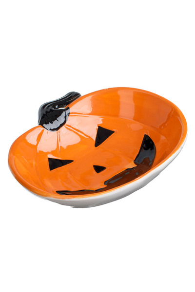 Zumzeria Orange Ceramic Bowl Shaped like a Pumpkin for Snacks 14x14x4cm