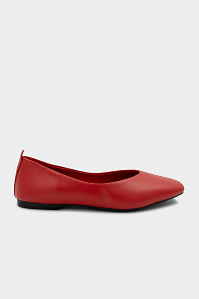 LAMİNTA Caddy Genuine Leather Flat Women's Red Classic Ballerinas