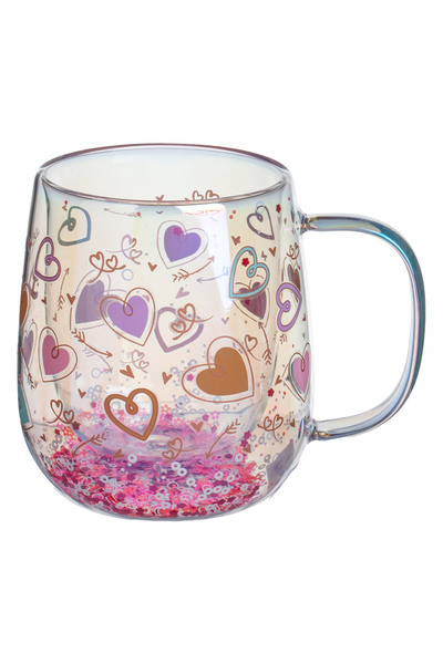 Zumzeria Double-Walled Glass Mug Neon Hearts 350ml