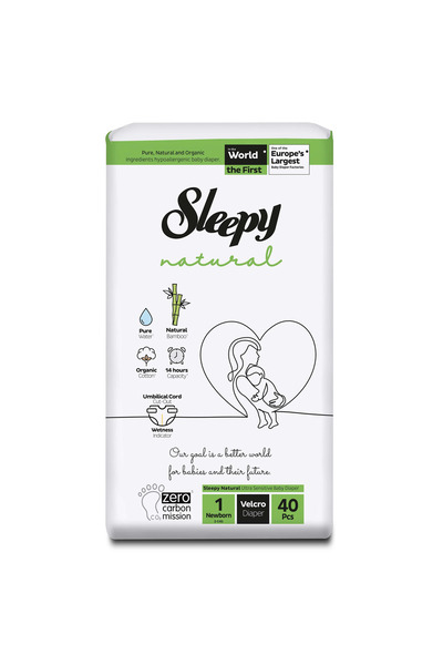 Generic 40Pcs Sleepy Natural Baby Diapers, Size - 1-Newborn
