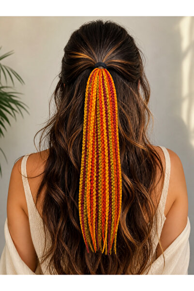 YASEMİN KAPLAN Bohemian Colorful Braided Hair Tie – Long Afro Braid Hair Elas...