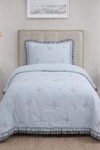 Çeyiz Diyarı Likya Fiber Filled Single 180X240 cm Bedspread Gray