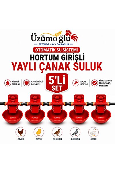 üzümoglu 5 adet Hortum Girişli Yaylı Çanak Suluk Otomatik Tavuk Civciv Suluk ...