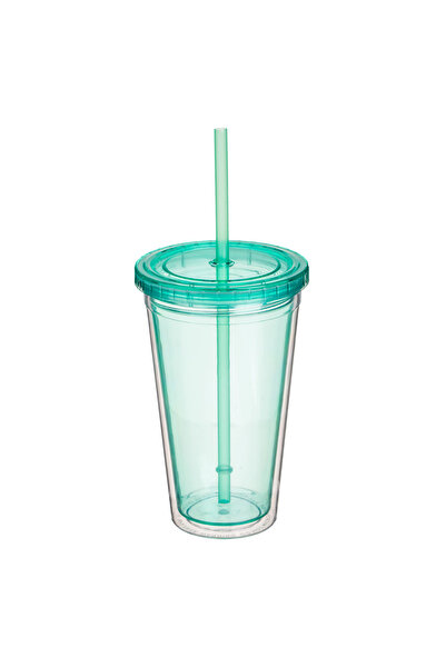 Zumzeria Turquoise Plastic Cup with Lid & Straw 500ml