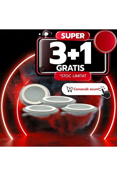 DELIGHT Spot Led Rotund Rama Transparenta, 12W, 6500K, 600Lm, 3+1GRATIS