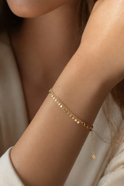 House Of Glix Gilged 14K Altın Renk Pullu Sallanan Tasarım Kararmaz Parlak Bi...