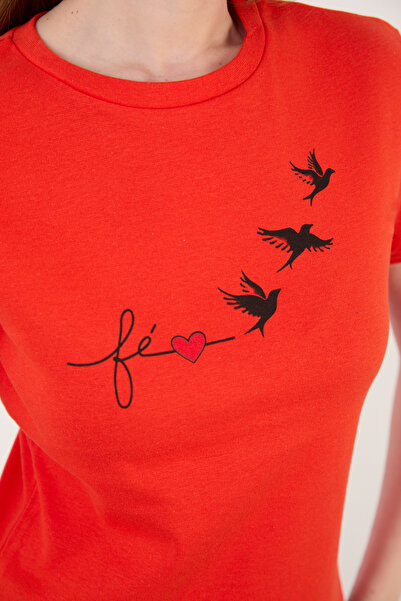 ZAZZONİ Short Sleeve T-Shirt with Bird Print