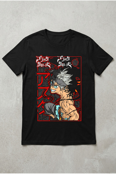 Silkensoul Black Clover Asta Design Black & White Standard Fit Anime T-Shirt
