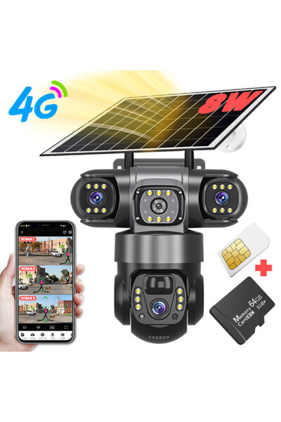 VeeShop Camera Supraveghere Solara 4G cu SIM, 6MP, Zoom 10x, Baterie 8000mAh,...