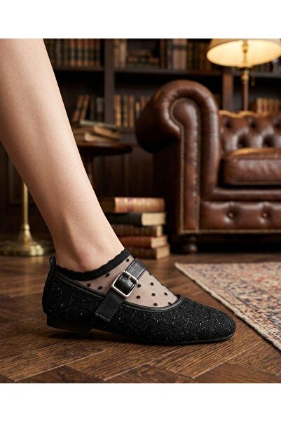 KANTEX Pantofi Mary Jane din țesătură tweed, cu cataramă elegantă, talpă orto...