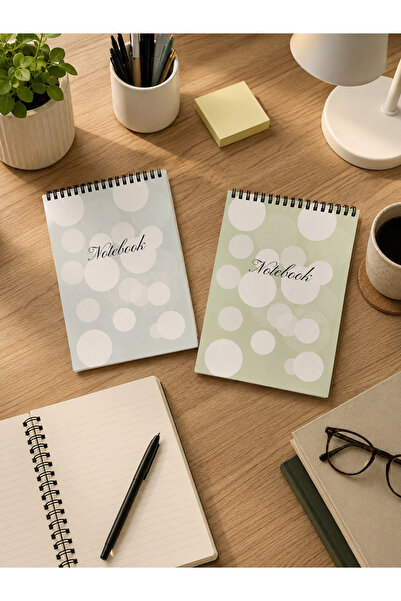 Kapudan 2-Piece Dotted Notebook Set / A5 Size Double Cardboard Cover 60 X 2 S...