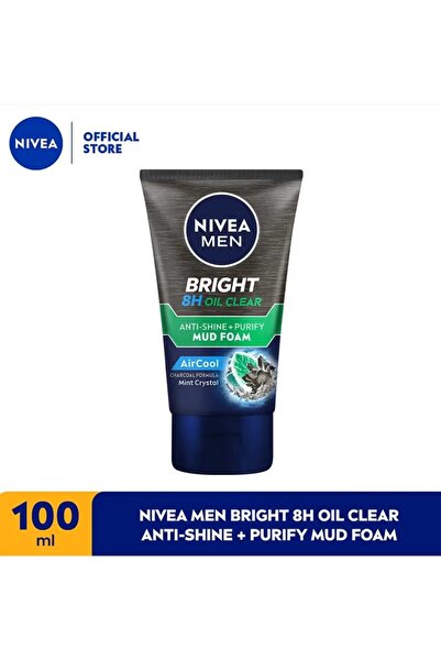 Nivea Men برايت 8H أويل كلير مضاد للمعان + رغوة طينية منقية بتركيبة الفحم اله...