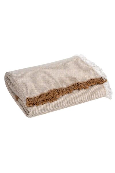 OEM Beige Decorative Throw with White Tassels for Four-Seater Sofa 340x180cm