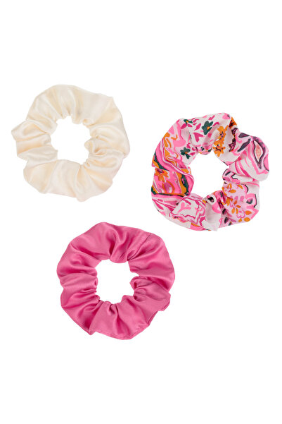 Zumzeria Elastice de păr din satin, fucsia, ecru, cu imprimeu floral, pentru ...